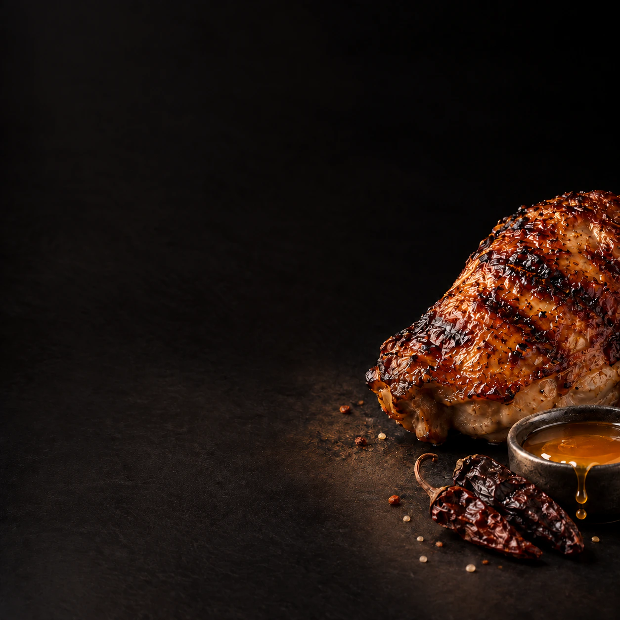 Grilled honey chipotle chicken with honey and dried chipotle peppers