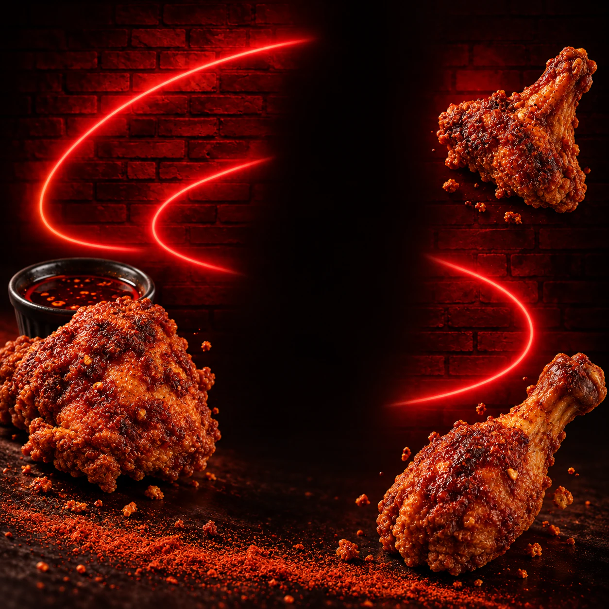 Nashville hot chicken with spiced oil and cayenne